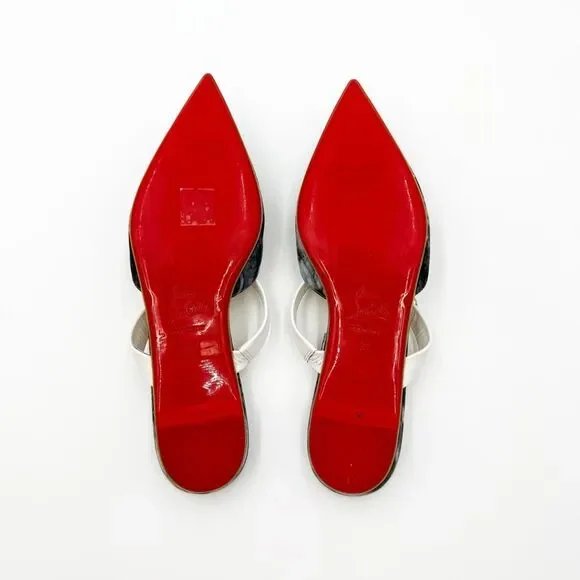 Christian Louboutin Choc Lock Pointed Toe Mules Flats EU 37 US 7 - Picture 10 of 13